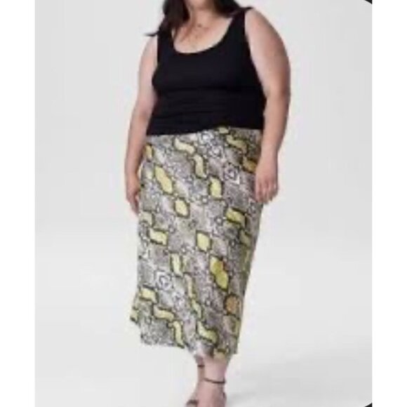 Universal Standard CeeCee Python Midi Bias Skirt Sz 38 (4XL) Womens Satin Slip S - Picture 1 of 10